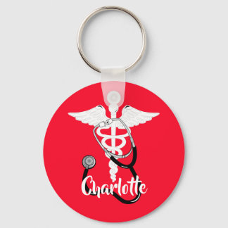 Medical Caduceus Staff Symbol Personalised Key Ring