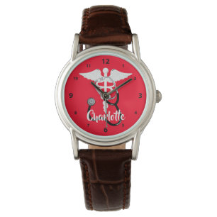 Medical Caduceus Staff Symbol Personalised Watch