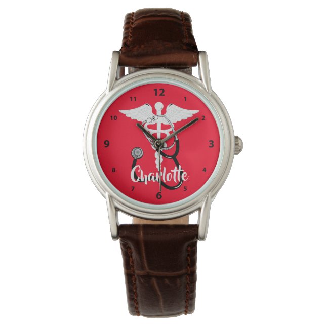 Medical Caduceus Staff Symbol Personalised Watch (Front)