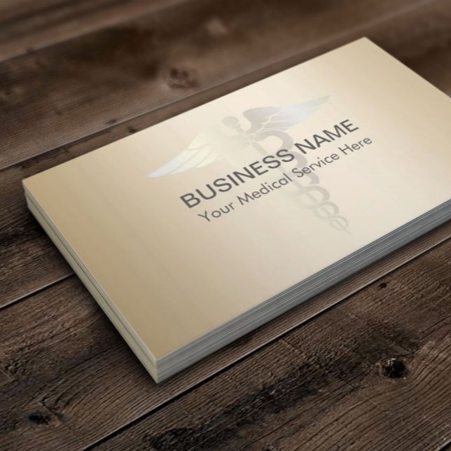 Medical Caduceus Symbol Classy Gold Professional Business Card (Creator Uploaded)