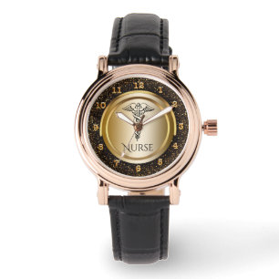 Medical Caduceus Symbol   Nurses Nursing RN Gold Watch
