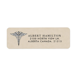Medical Caduceus Symbol   Return Address Label