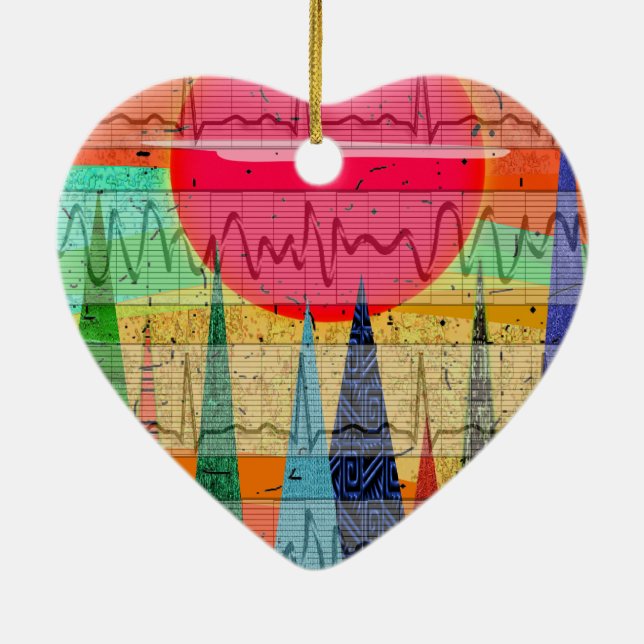 Medical Cardiac Rhythm Forest Dreams Ceramic Ornament (Back)