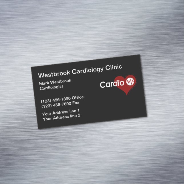 Medical Cardiologist Modern Business Card Magnet (In Situ)