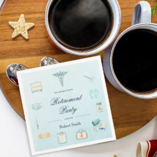 Medical Care Frame Retirement Party Napkin