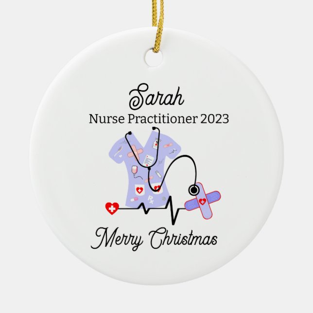 Medical Christmas Nurse Practitioner 2023 Ceramic Ornament (Front)