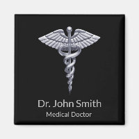 Medical Classy Silver Caduceus on Black
