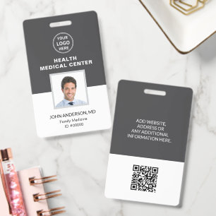 Medical Clinic Doctor Grey Professional ID Badge