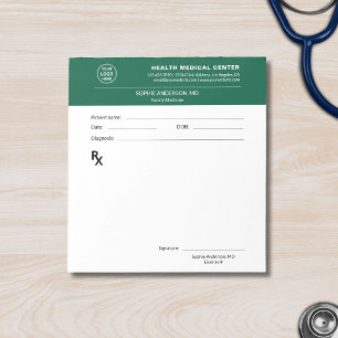 Medical Clinic Doctor Prescription Green Notepad