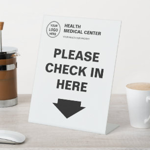 Medical Clinic Healthcare Logo Check In  Pedestal Sign
