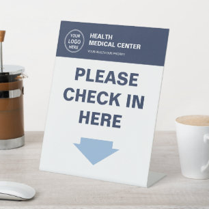 Medical Clinic Healthcare Logo Check In Pedestal Sign