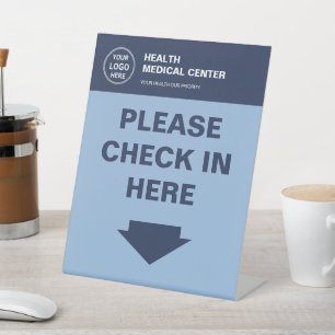 Medical Clinic Healthcare Logo Check In Pedestal Sign