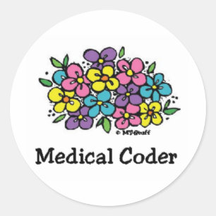 Medical Coder Blooms1 Classic Round Sticker