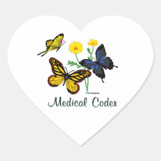 Medical Coder Butterflies Heart Sticker