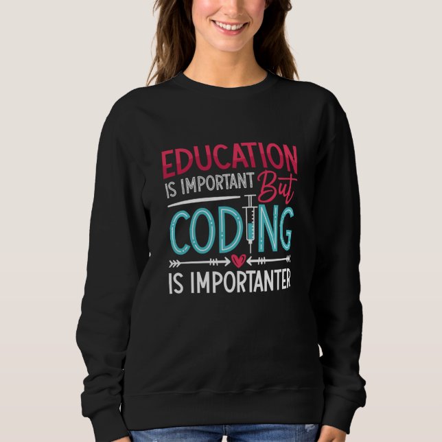 Medical Coder Education Is Important ICD Coding Sweatshirt (Front)
