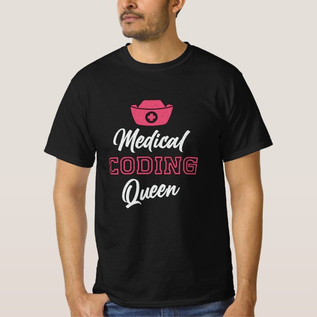 Medical Coder Queen Coding ICD Programmer Coder T-Shirt (Front)