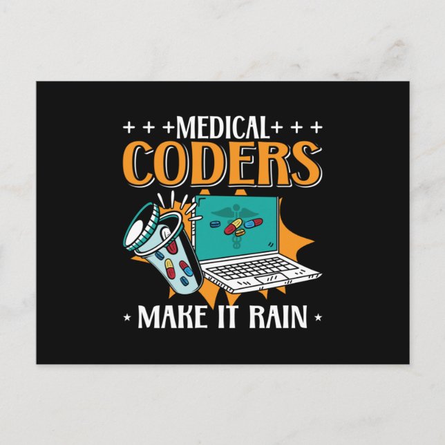 Medical Coders Make It Rain Medical Coder Coding Postcard (Front)