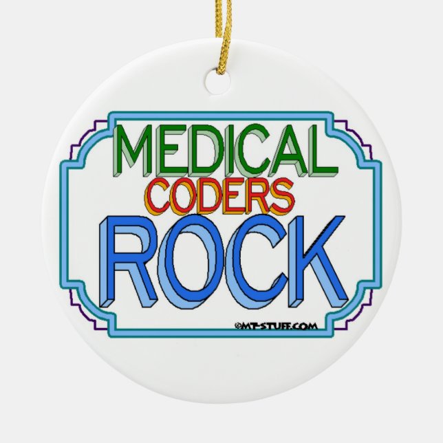 Medical Coders Rock Ceramic Tree Decoration (Front)
