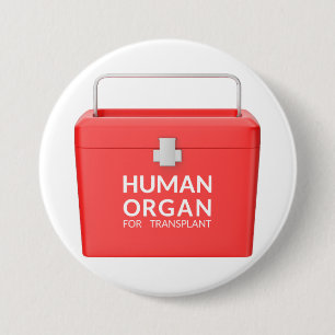 Medical cooler for transporting human donor organs 7.5 cm round badge