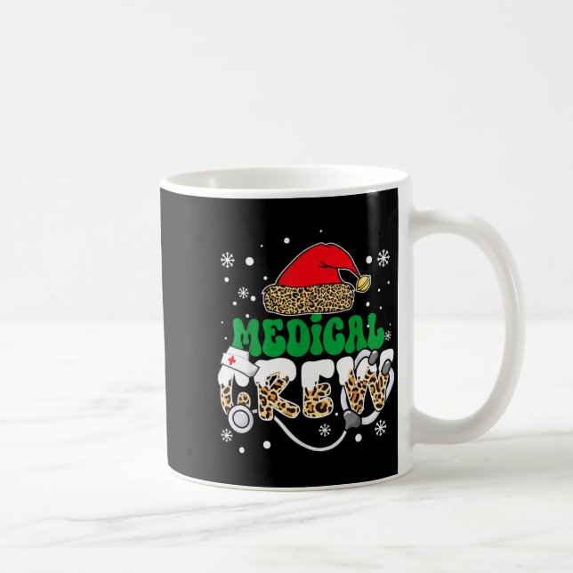 Medical Crew Nurse Leopard Santa Hat Stethoscope C Coffee Mug (Right)
