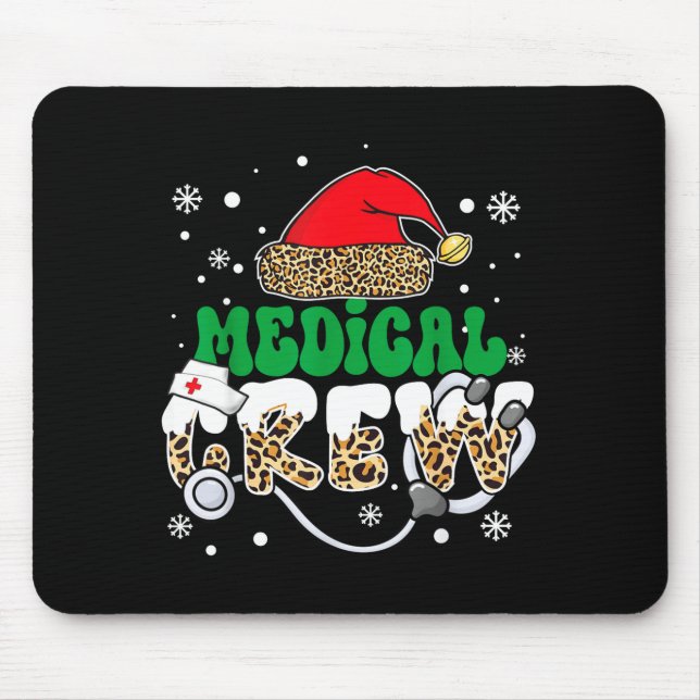 Medical Crew Nurse Leopard Santa Hat Stethoscope C Mouse Pad (Front)