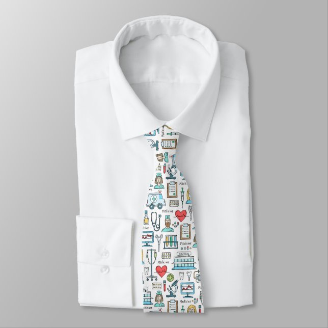 Medical Design Pattern Tie (Tied)
