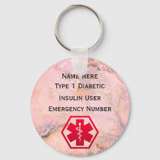 Medical Diabetic Alert Personalised Type 1 or 2 Key Ring