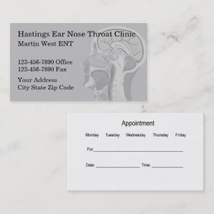 Medical Doctor Appointment Ear Nose Throat  Business Card
