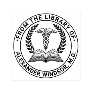 Medical Doctor Caduceus 2LR Book Name Address Self-inking Stamp