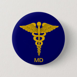 Medical Doctor Caduceus Button