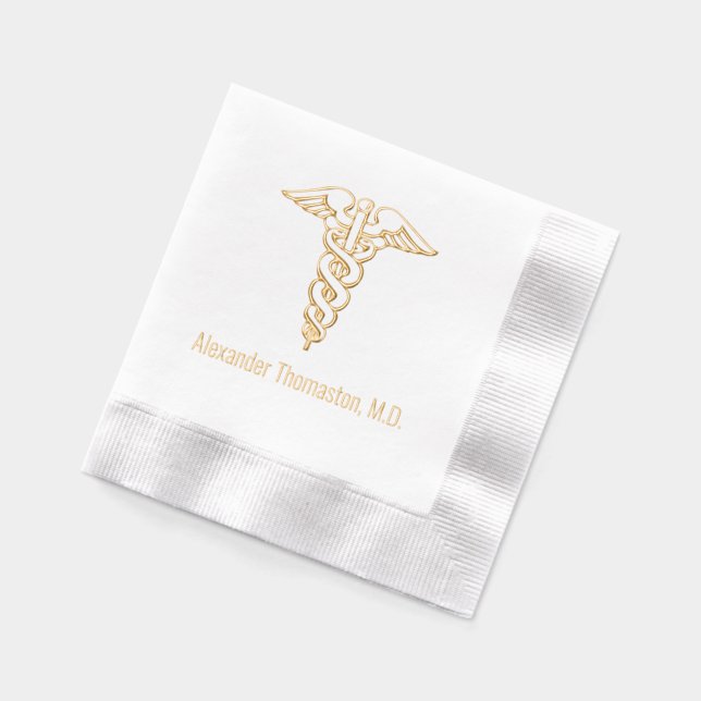 Medical Doctor Caduceus Professional Name Foil Napkins (Left)