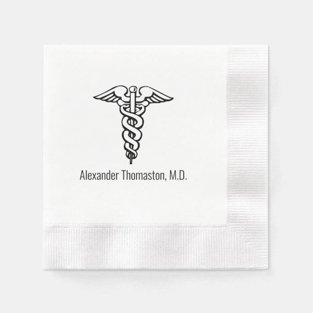 Medical Doctor Caduceus Professional Name Napkin (Front)