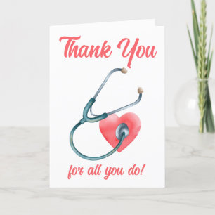 Medical Doctor Heart Stethoscope RN Nurse Thank You Card