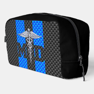 Medical Doctor MD Caduceus Carbon Fibre Stripes Dopp Kit