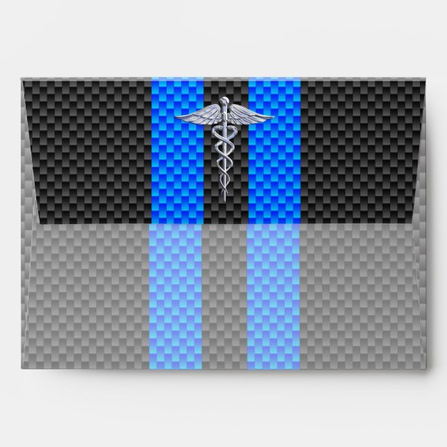 Medical Doctor MD Caduceus on Carbon Fibre Decor Envelopes (Back (Top Flap))
