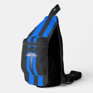 Medical Doctor MD Caduceus on Carbon Fibre Decor Sling Bag