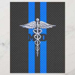 Medical Doctor MD Caduceus on Carbon Fibre Print Flyer