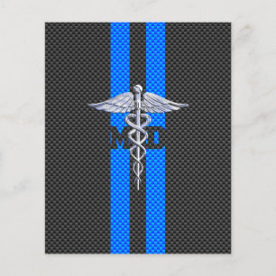 Medical Doctor MD Caduceus on Carbon Fibre Print Flyer