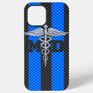 Medical Doctor MD Caduceus on Vibrant Stripes iPhone Case