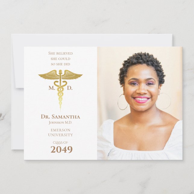 Medical Doctor MD RN Nurse Graduation Grad Photo Invitation (Front)