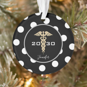 Medical Doctor Nurse Black and Gold Personalised Ornament