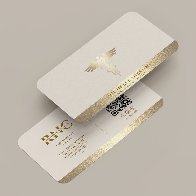 Medical Doctor Nurse Caduceus Sand Faux Gold Business Card (Medical Doctor Nurse Caduceus Sand Faux Gold Business Card
)