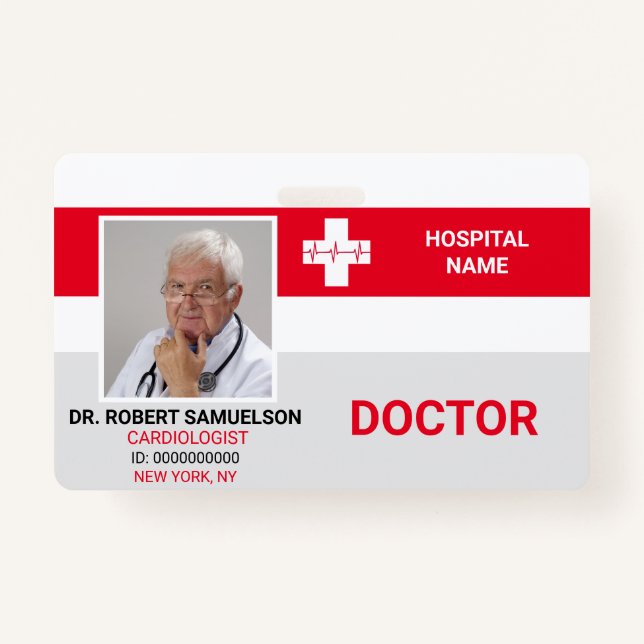 MEDICAL DOCTOR NURSE Emergency Health PHOTO ID ID Badge (Front)