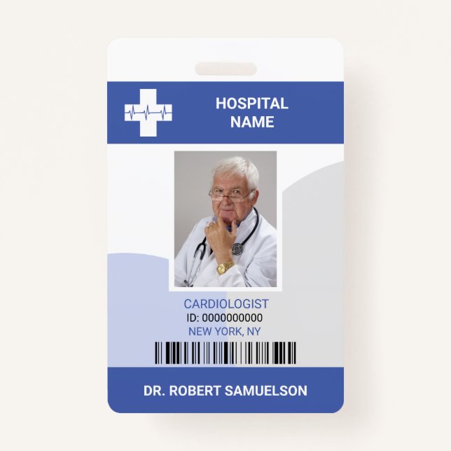 MEDICAL DOCTOR NURSE Health Care Bar Code ID Badge (Front)