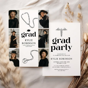 Medical Doctor Nurse Photo Graduation Party Invitation