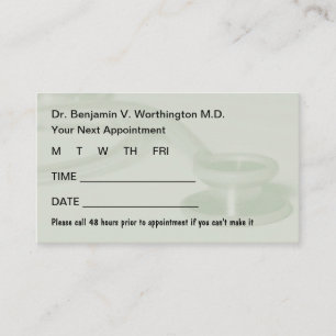Medical Doctor Office Appointment Cards Design