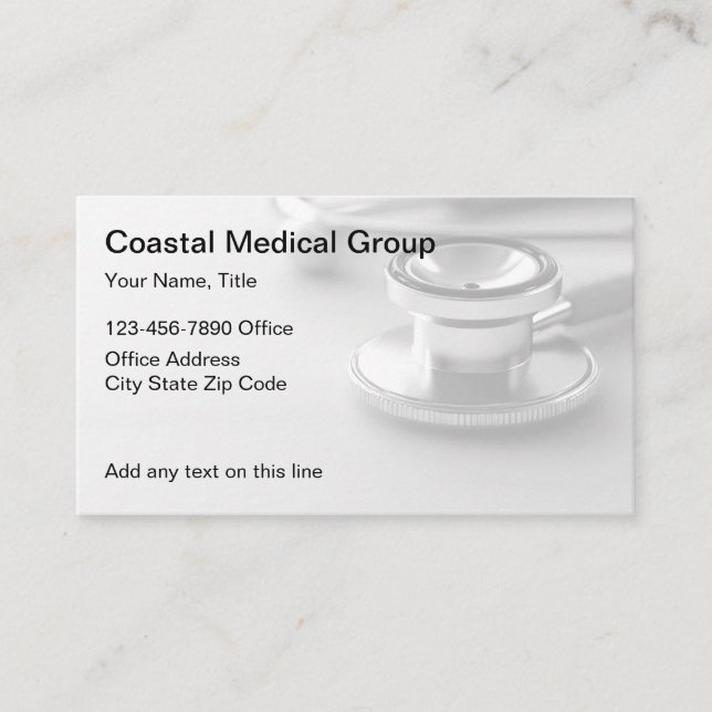 Medical Doctor Office Stethoscope Business Cards (Front)