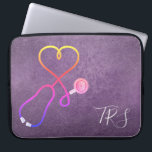Medical Doctor or Nurse Purple Glitter Laptop Sleeve<br><div class="desc">Faux purple glitter background accented by a stethoscope shaped like a heart. Nurses,  doctors and medical industry professionals will love this computer sleeve. Monogram with initials or title.</div>