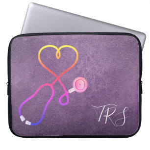 Medical Doctor or Nurse Purple Glitter Laptop Sleeve