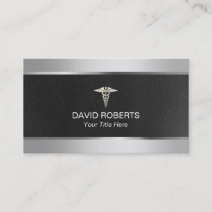 Medical Doctor Professional Metal & Leather Business Card